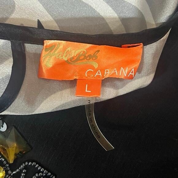 Hale Bob | Jeweled & Beaded Embellished Boho Tie-Back Tunic Top | Black | Large - Picture 8 of 9